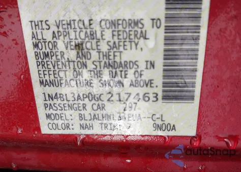 2016 Nissan Altima 3.5 Sr from USA, damaged, VIN 1N4BL3AP0GC217463